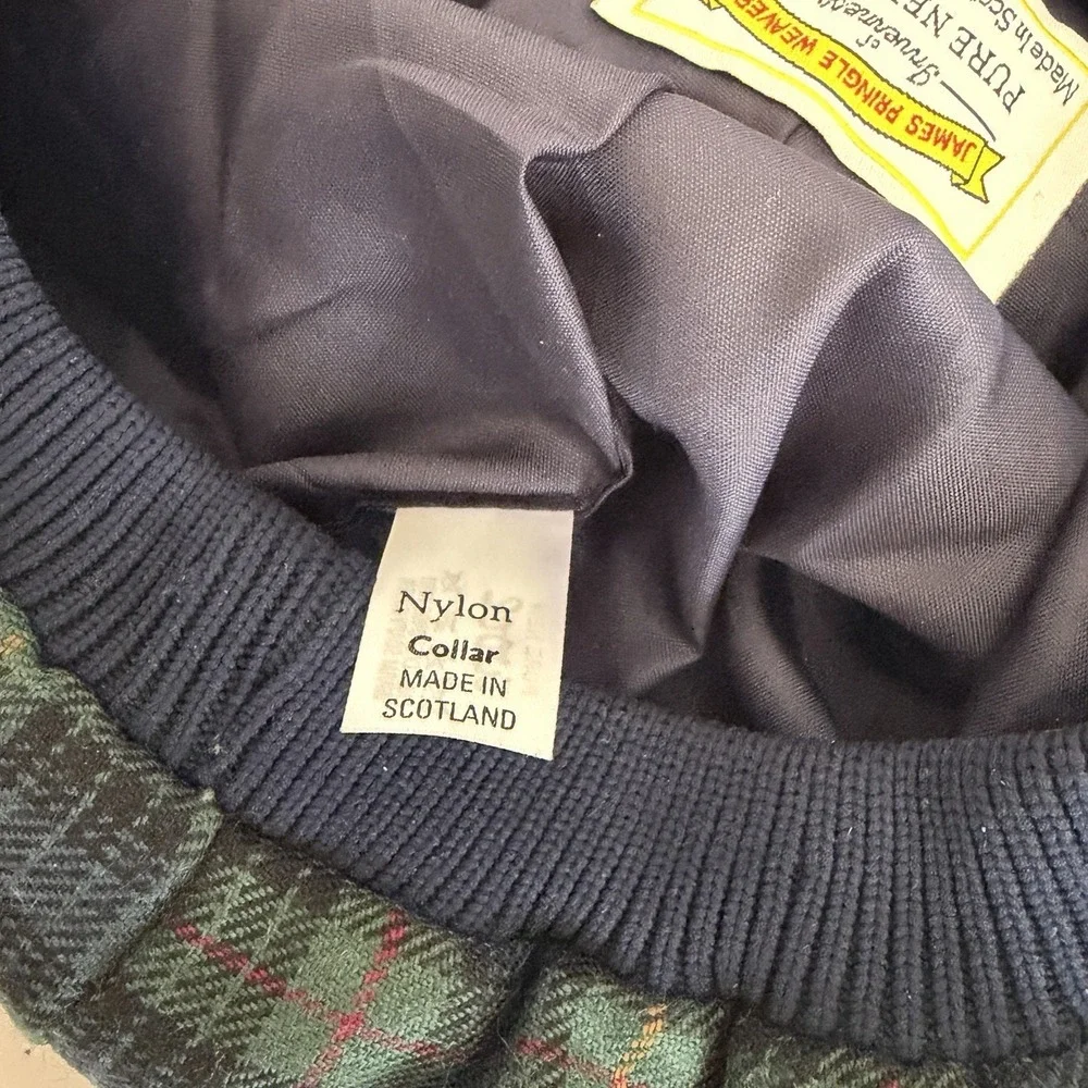 James Pringle Weavers Hat Beret OS Green Stewart Tartan Pure New Wool Scotland